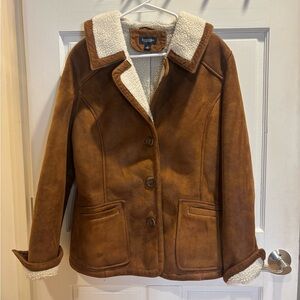 Sonoma Goods For Life Women’s Brown Suede Faux Fur Button Up Jacket Size L
